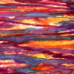 SkyDyes Mickey Lawler 2011 Hand Dyed Abstract Fabric 1yd Orange Pink Purple